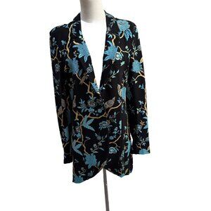 Jacquard Jacket Size L Fitted Long Blue\Black\Gold